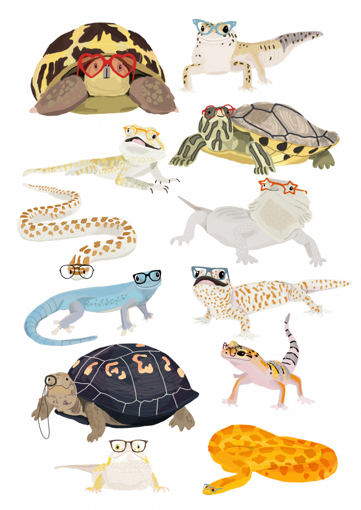 A1 Reptiles In Glasses van Hanna Melin