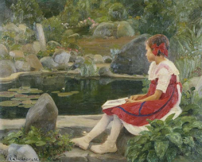 Mädchen an einem Teich van Hans Andersen Brendekilde