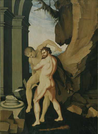 Herkules und Antaeus van Hans Baldung Grien