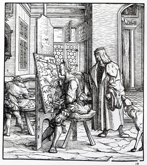 The Emperor in the Artist''s Studio, illustration from ''Der Weisskunig'', c.1509-18 van Hans Burgkmair