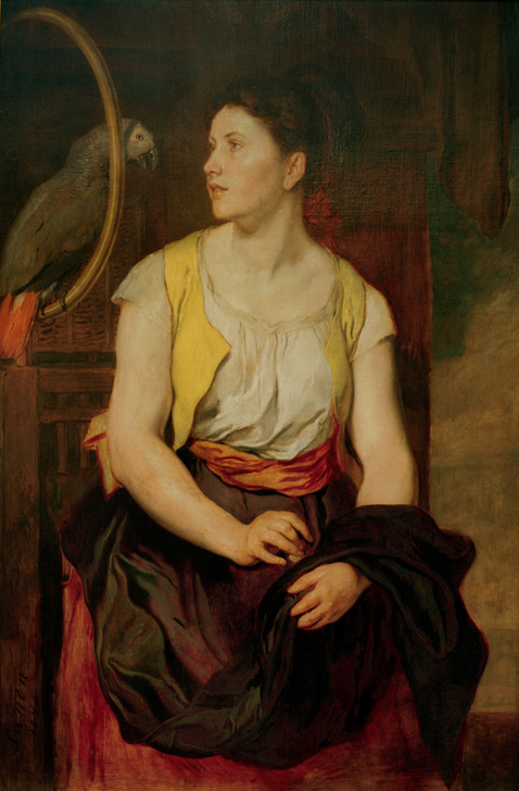 Girl with parrot van Hans Canon