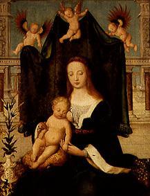 Muttergottes mit Kind (auf dem Altan) van Hans Holbein (de oude)