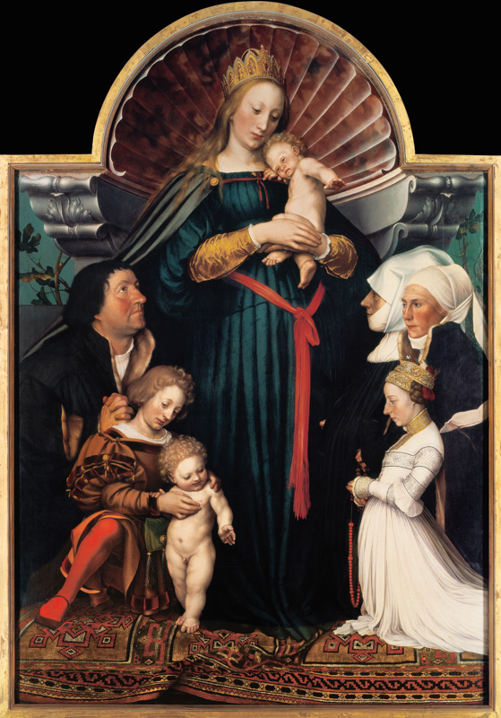 Madonna mit Kind und Stiftern (sogen Darmstädter Madonna) van Hans Holbein d.J.