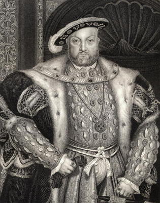 Portrait of King Henry VIII (1491-1547) from 'Lodge's British Portraits', 1823 (litho) van Hans Holbein d.J.