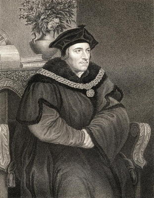 Sir Thomas More (1477-1535), from 'Lodge's British Portraits', 1823 (engraving) van Hans Holbein d.J.