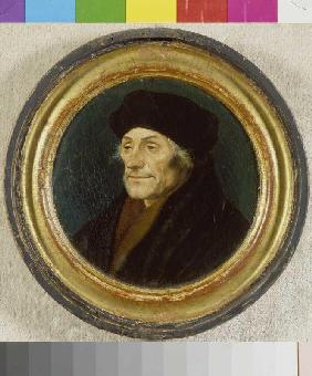 Bildnis des Erasmus von Rotterdam im Rund.