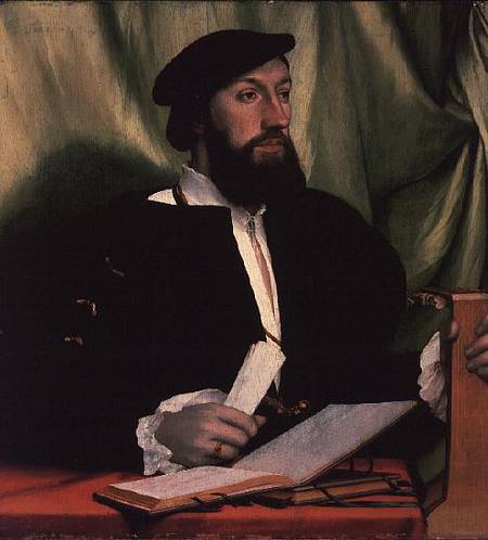 Unknown gentleman with music books and lute van Hans Holbein d.J.