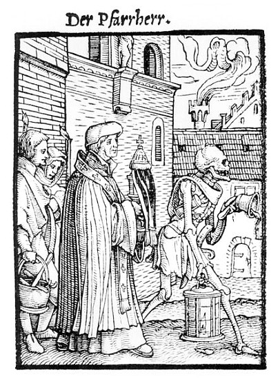 Death and the Parish Priest, from ''The Dance of Death''; engraved by Hans Lutzelburger, c.1538 van Hans Holbein d.J.