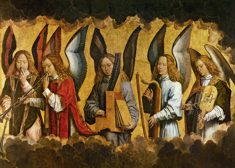 Angels Playing Musical Instruments, right hand panel from a triptych from the Church of Santa Maria van Hans Memling