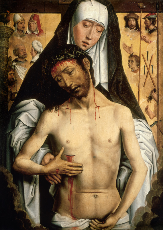 The Man of Sorrows in the Arms of the Virgin van Hans Memling
