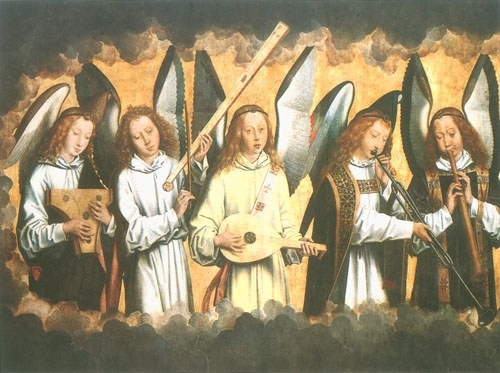 Musizierende Engel (Rechter Flügel) van Hans Memling