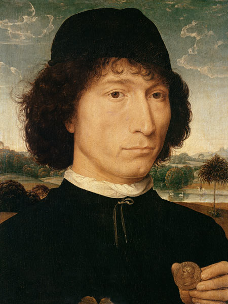 Portrait of a Man holding a coin of the Emperor Nero, c.1473-74 van Hans Memling