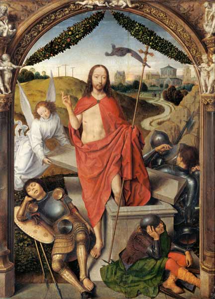 The Resurrection, central panel from the Triptych of the Resurrection van Hans Memling