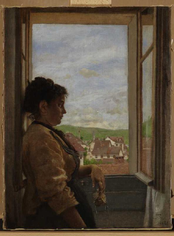 Am Fenster van Hans Thoma