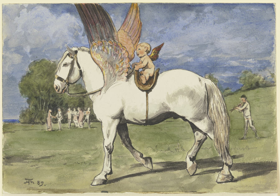 Cherub on Pegasus van Hans Thoma