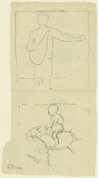 Sämann, reitendes Kind (Kachelentwürfe) van Hans Thoma