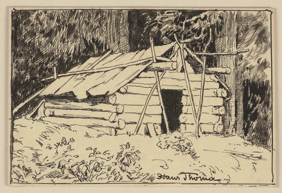 Zeichnung zur Fibel: Hütte van Hans Thoma
