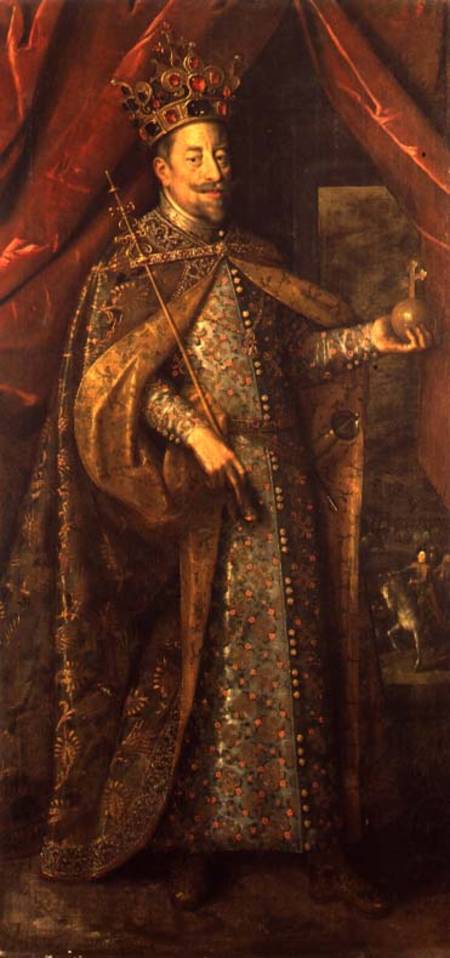 Emperor Matthias of Austria in Bohemian Coronation Robes van Hans von Aachen