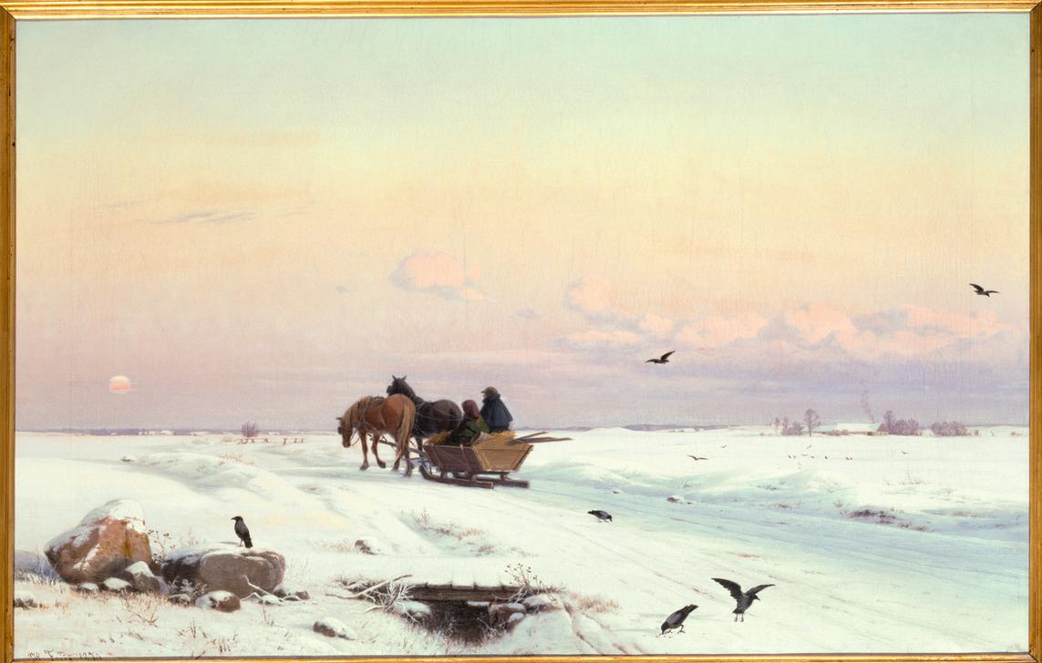 Sledge in a Winter Landscape van Hans Gabriel Friis