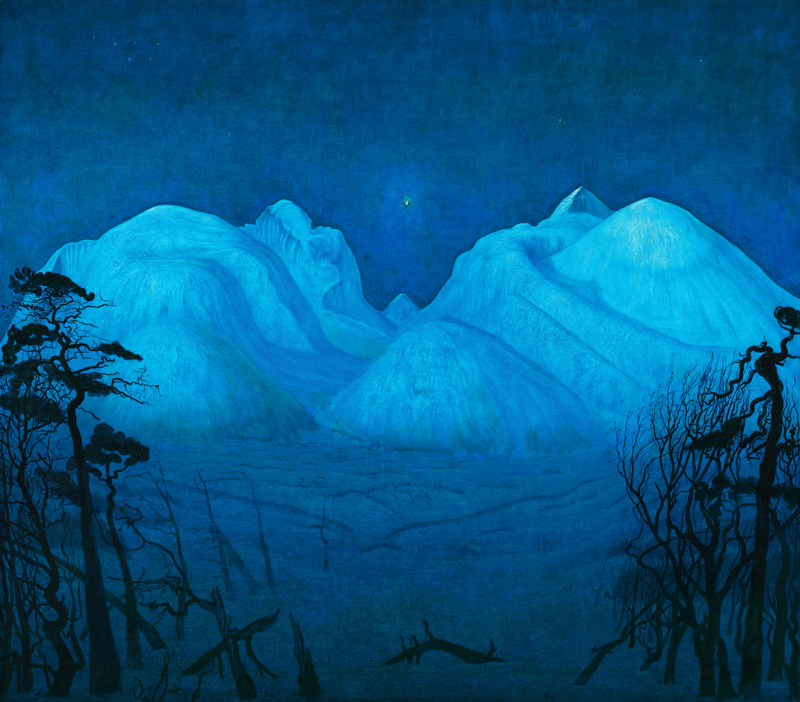 Winter Night in the Mountains van Harald Sohlberg
