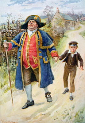 Mr Bumble and Oliver Twist, illustration for 'Character Sketches from Dickens' compiled by B.W. Matz van Harold Copping