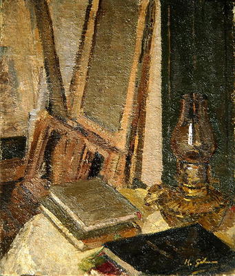 Studio Interior (oil on canvas) van Harold Gilman