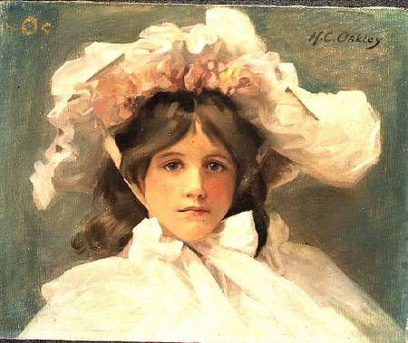 Girl in an Edwardian Bonnet van Harold Oakley
