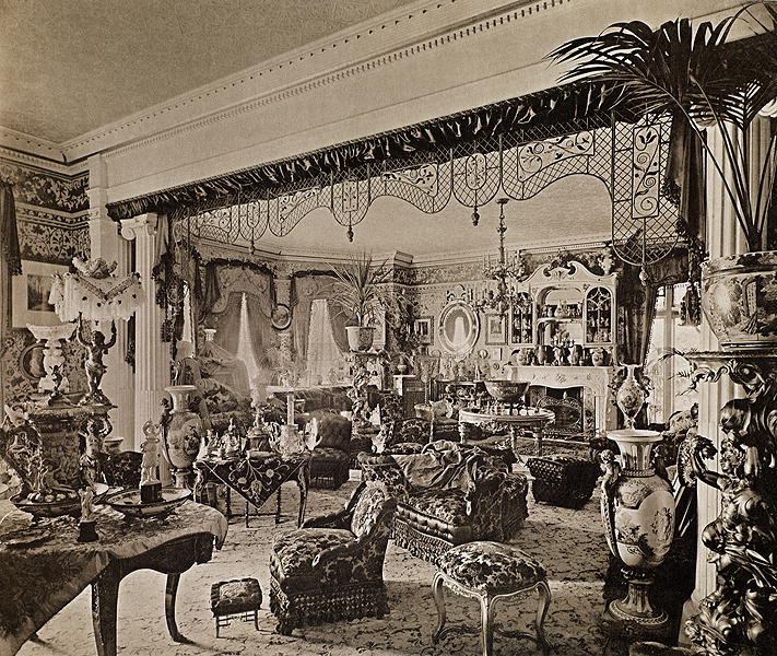 The Drawing Room, Wickham Hall, Kent, 1897 (b/w photo)  van Harold Palmer