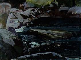 Flowing River (oil on canvas board)