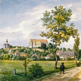 Blick auf Starnberg m.Kirche und Schloß. van Heinrich Adam