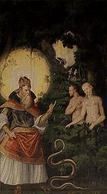 Adam und Eva nach dem Sündenfall Tafel vom Altar in der Frauenkirche Mühlberg/ Elbe van Heinrich Göding d.Ä.