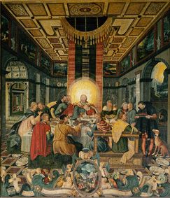Das letzte Abendmahl. Mitteltafel vom Altar der Frauenkirche in Mühlberg/Elbe Elbe van Heinrich Göding d.Ä.