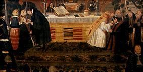 Die Reichung des Abendmahls. Predella des Altars in Schönberg/Elbe van Heinrich Göding d.Ä.