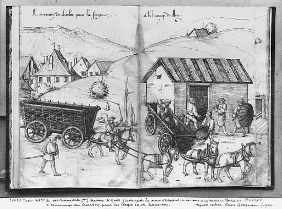 Silver mine of La Croix-aux-Mines, Lorraine, fol.5v and fol.6r, transporting and delivering coal for van Heinrich Gross or Groff