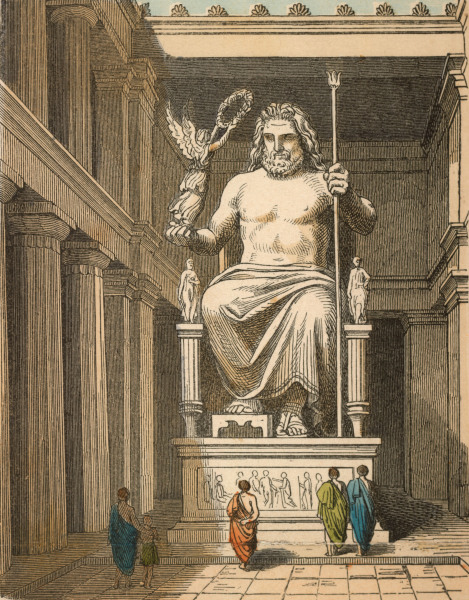 Statue of Zeus in Olympia , H. Leutemann van Heinrich Leutemann