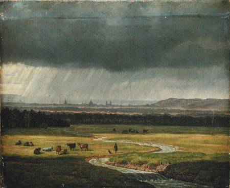 Landscape with Dresden in the Distance van Heinrich Stuhlmann