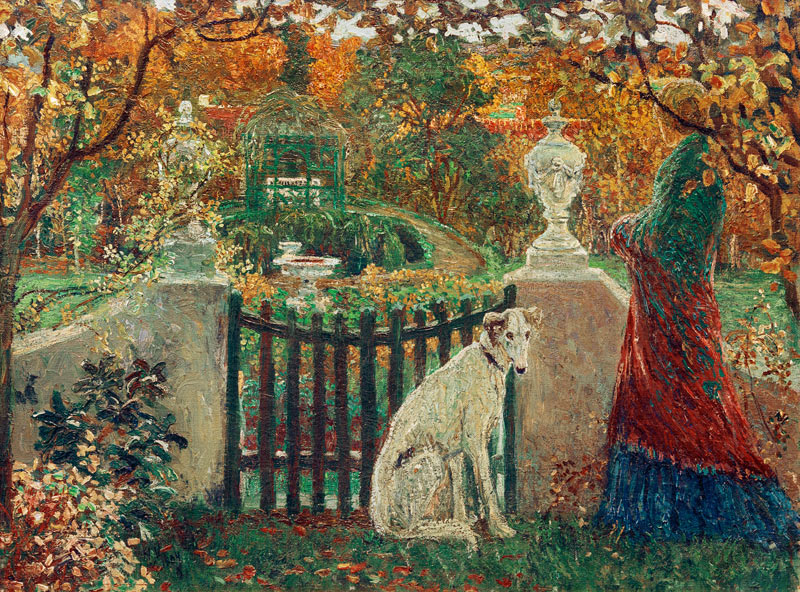 Garden in autumn van Heinrich Vogeler