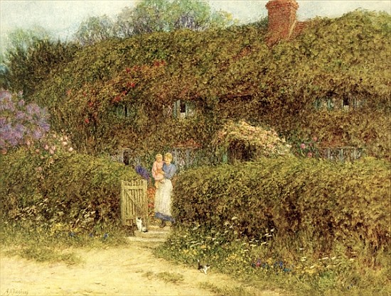 A Cottage at Freshwater, Isle of Wight van Helen Allingham