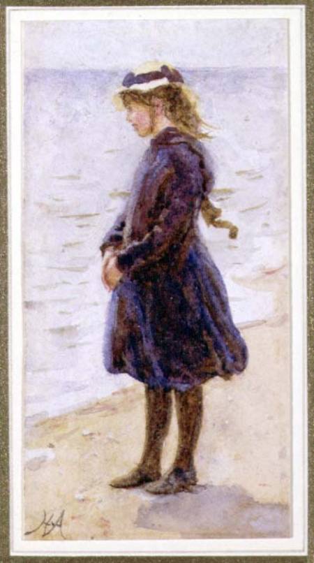 Portrait of a Girl on a Beach van Helen Allingham
