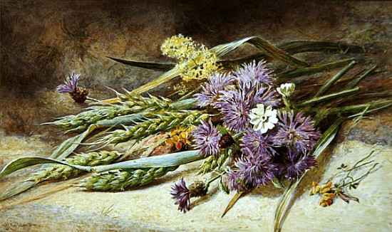 Green Wheat and Wild Flowers van Helen Cordelia Coleman Angell