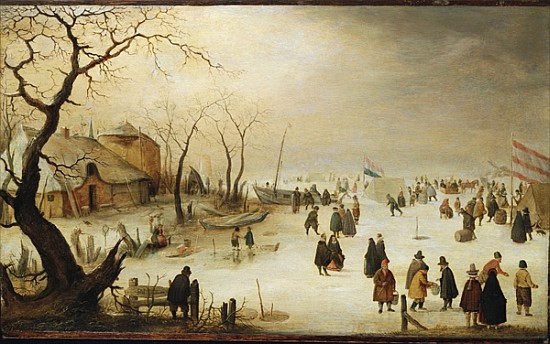 Winterlandschap met schaatsers op het ijs Hendrik Avercamp van Hendrik Avercamp