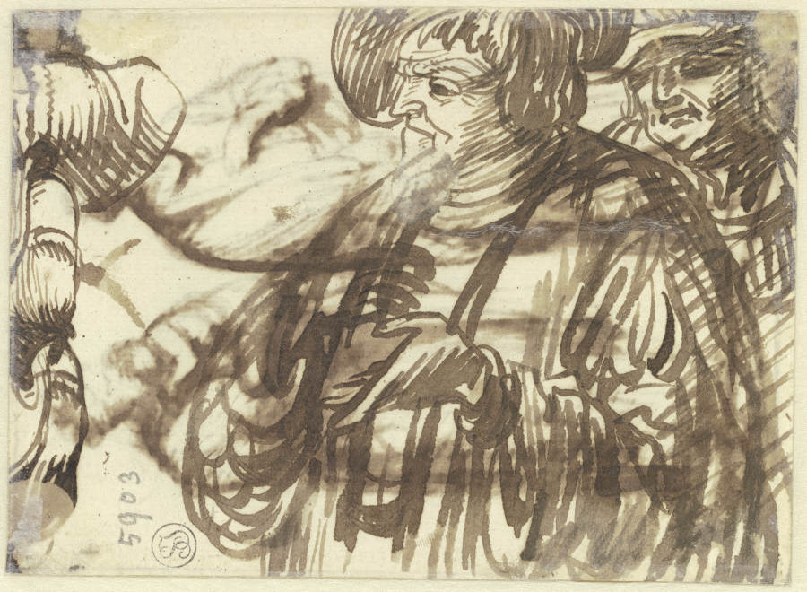 Drei männliche Halbfiguren van Hendrik Goudt