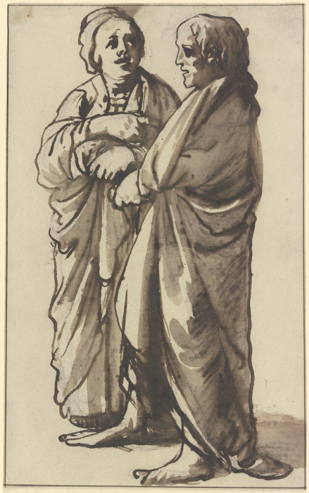 Zwei männliche Gewandfiguren van Hendrik Goudt