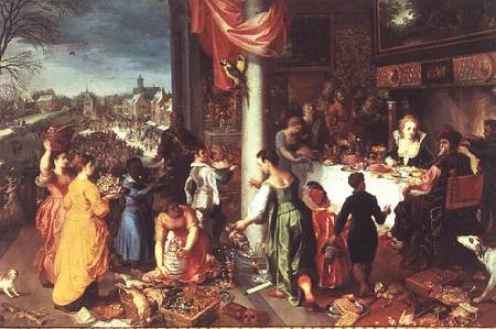 The Winter Feast, Gathering at the Bavarian State Palace van Hendrik van the Elder Balen