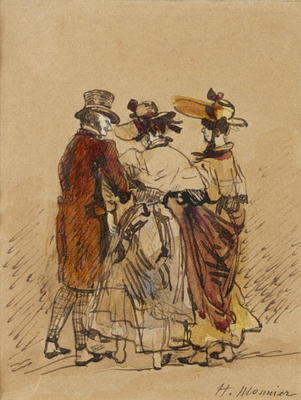 The Walk (ink & w/c on paper) van Henri Bonaventure Monnier