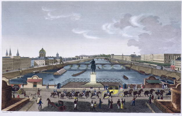 The Pont Neuf. c.1815-20 (colour engraving) van Henri Courvoisier-Voisin
