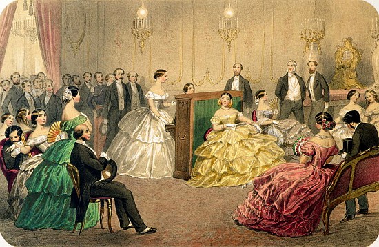 Concert at the Chausee d''Antin'', from the ''Soirees parisiennes'' series van Henri de Montaut
