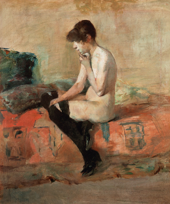 Aktstudie Frau auf Diwan sitzend van Henri de Toulouse-Lautrec