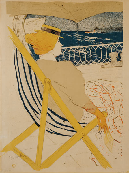 Dame an Bord einer Yacht. van Henri de Toulouse-Lautrec