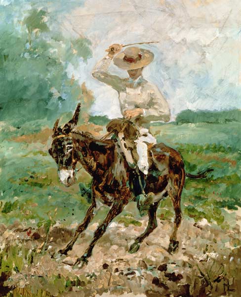 Raoul Tapie de Celeyran (1868-1937) on a Donkey van Henri de Toulouse-Lautrec